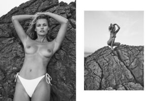 Horny Model Edita Vilkeviciute Shows Her Nude Boobs and Firm Ass in Black and White